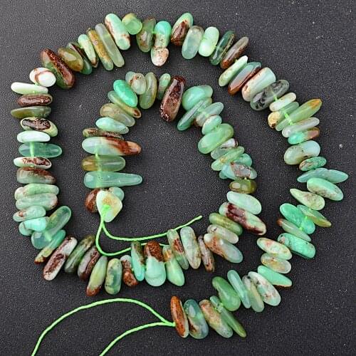 Womens 9-12mm Natural chrysoprase Freeform Slice strand 15.5"