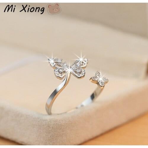 Mi Xiong Real 925 Sterling Silver Butterfly Rings for Women Designer Original Unique Exquisite Wedding Diamond Noble Jewelry
