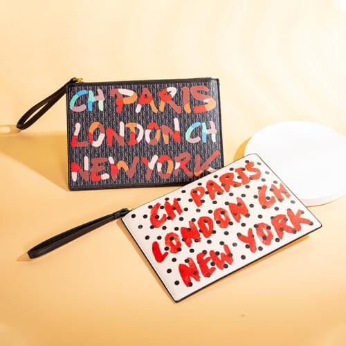 CHCH Women Clutch Bag Luxury Long Purse Wristlets Zipper Business Wallet Coin Card Holder Phone Printed Wallet Ladies Bolso