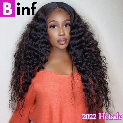 30 Inch Transparent 13X6 Loose Deep Wave Wig Lace Front Human Hair Wigs For Women Remy Pre Plucked 150% 180% Density Closure Wig