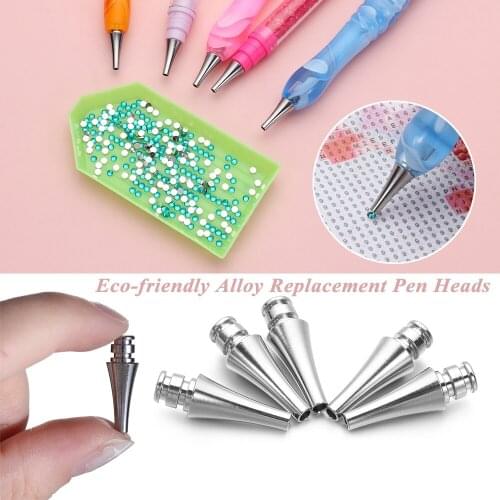 1/6Pcs New DIY Metal Diamond Painting Replacement Pen Heads Cross Stitch Embroidery Quick Cases Tool Metal Point Drill Pen Heads