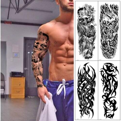 1Sheet Extra Large Temporary Tattoos Full Arm and Skeleton Arm Tattoo Sleeves for Men Women