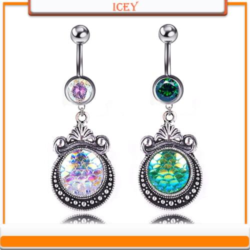 Yiwu color fish scales belly button ring belly button human body puncture accessories