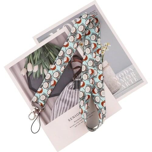 1pcs ZF2747 Coconut Summer Style Creative Lanyard Badge ID Lanyards Mobile Phone Rope Key Lanyard Neck Straps Accessories