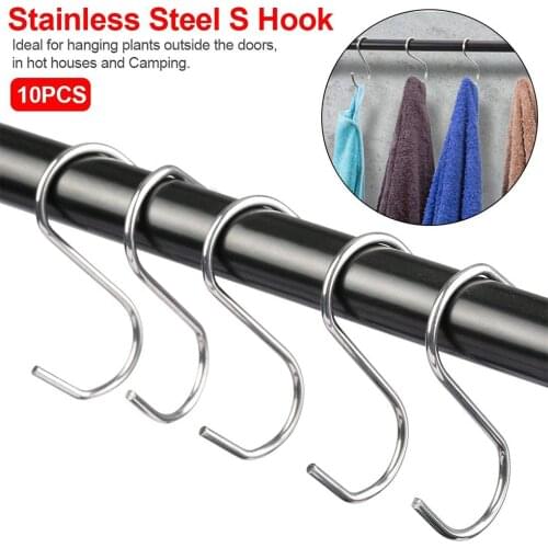 10Pcs Stainless Steel S Hooks Pot Pan Storage Hanging Hanger Household Kitchen Pothook