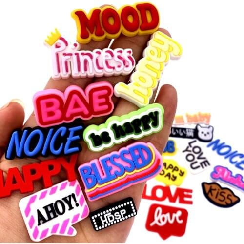 10PCS/Set Cartoon English Phrase PVC Flat Back Letter Accessories Crafts For DIY Scrapbook Phone Case Jewelry Alphabet Decor