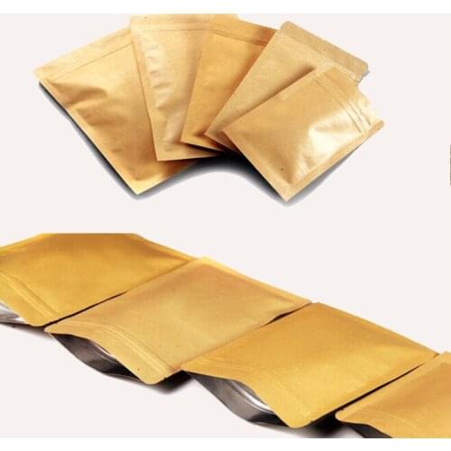 10pcs Kraft Paper Zip Lock Pouch with Aluminum Foil Food Tea Packaging Bag Snack Coffee Storage Bag Resealable Zipper bag
