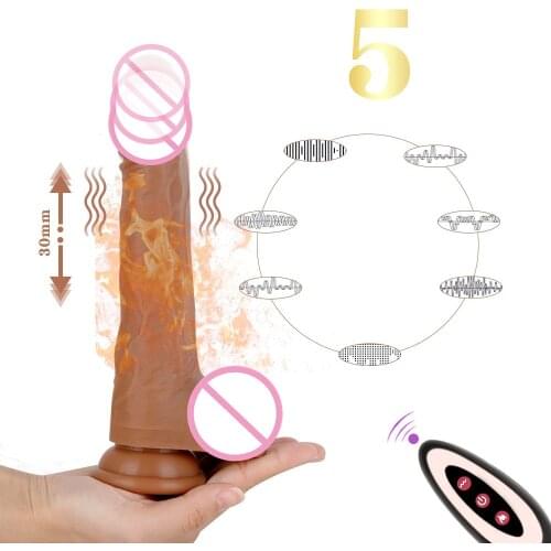 2020 Sex Shop Automatic Wireless Big Dildo Vibrator For Women Heating Warm Dildo Telescopic Penis Dick Vibrator Adults Sex Tools