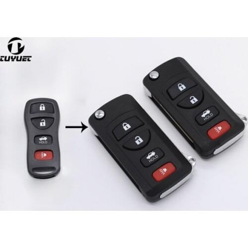 4 Buttons Modified Flip Folding Remote Key Shell Case For Nissan Sylphy Tiida 3+1 Buttons Car Key Blanks