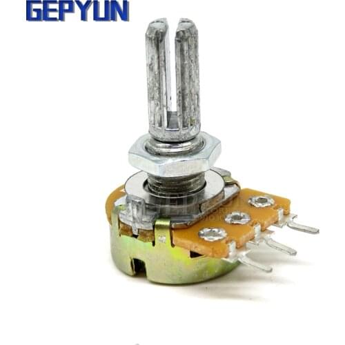 5pcs WH148 B1K B2K B5K B10K B20K B50K B100K B500K 3Pin 20mm Shaft Amplifier Dual Stereo Potentiometer 1K 2K 5K 10K 50K 100K 500K