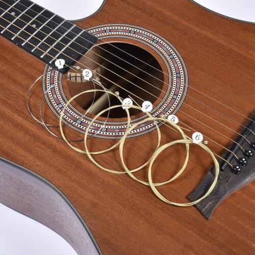 6pcs/set Universal Acoustic Guitar String Brass Hexagonal Steel Core Strings For Musical Instruments Guitars Strings Guitar Part