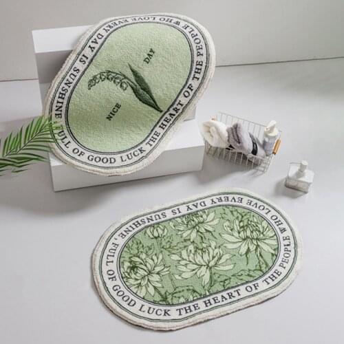 Bathroom Carpet Non Slip Area Rugs Oval Floor Mat Fluffy Door Mats Absorbent Home Carpet Soft Doormat Washable Bath Rug