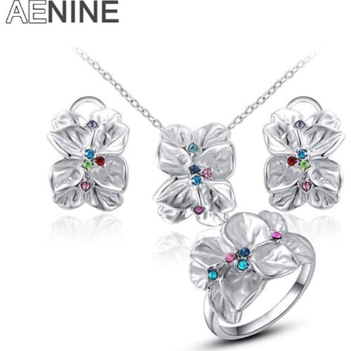 AENINE fashion new arrival genuine Austrian crystal Delicate White Gold-color Jewelry Set Christmas /Birthday gift L2070110780a