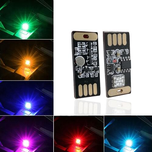 Car Atmosphere Lights RGB Sound Music Control Rhythm Light USB Led Touch Dimmable Auto Interior Decorative Lamp