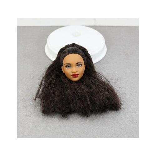 Asia Face African Lady Doll Head Black Hair Good Makeup Doll Head Toys Parts Kids Playing House DIY Toy Princess Rare Doll Heads