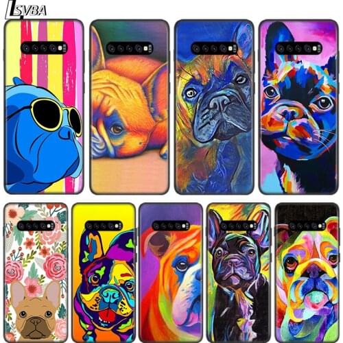 French Bulldog dog animals For Samsung S21 S20 FE S10e S10 S9 S8 S7 S6 Ultra Plus Lite Edge Silicone Black Soft Phone Case