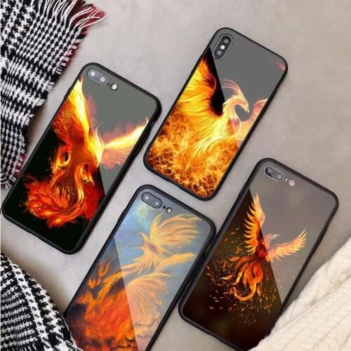 Phoenix Tempered Glass Phone Case For iphone 12 11 Pro Max 5 6 7 8 X XS XR XSMax Shell 12Pro Max Cover Shell