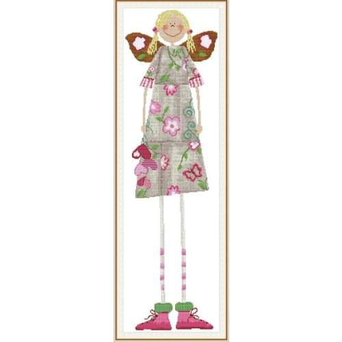 Long legs butterfly girl cross stitch kit aida 14ct 11ct count print canvas cross stitches needlework embroidery DIY handmade