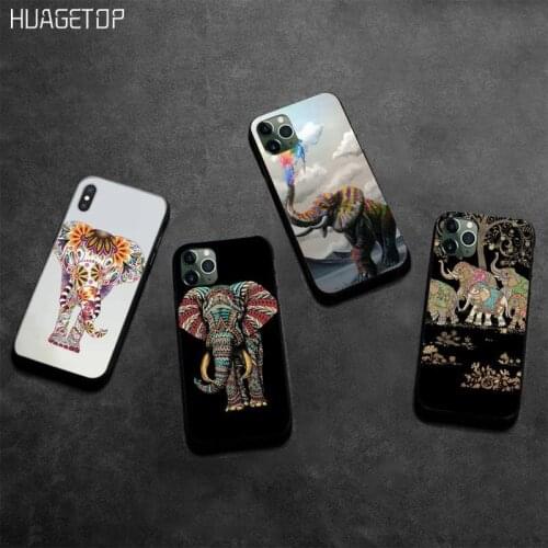 HUAGETOP Indian Animal Elephant Totem black Phone Case Hull for iPhone 11 pro XS MAX 8 7 6 6S Plus X 5S SE 2020 XR case
