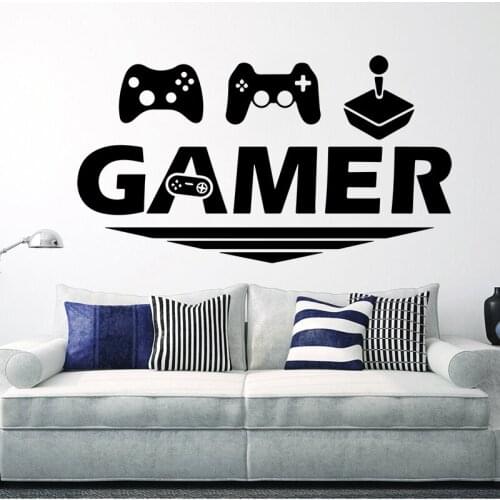 Gamer Console Joystick Wall Sticker Boy Bedroom Video Game Room Decor Home Decal ga43 d156