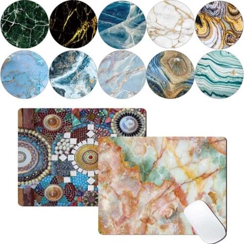 PU Leather Mouse Pad Laptop Computer Table Mat Home Office Waterproof Marble Series Pattern Non-slip Modern Keyboard Mouse