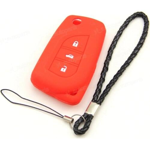 Red Silicone Case Cover For Toyota RAV4 Reiz Remote Flip Key 3 Buttons Camry Highlander Corolla Vios Yaris