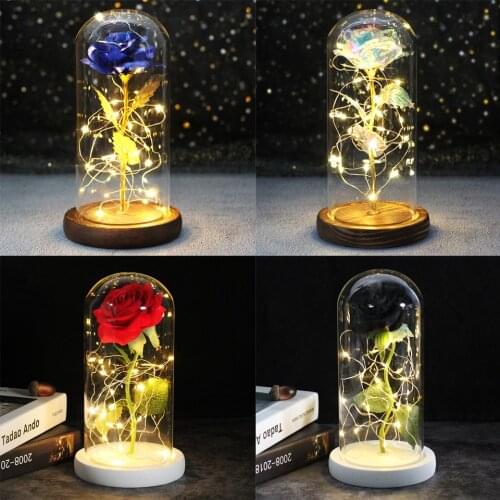 Beauty And The Beast Galaxy Rose Eternal Rose In Glass For Valentines Day Artificial Flower For Mothers Day Party Decor Gift