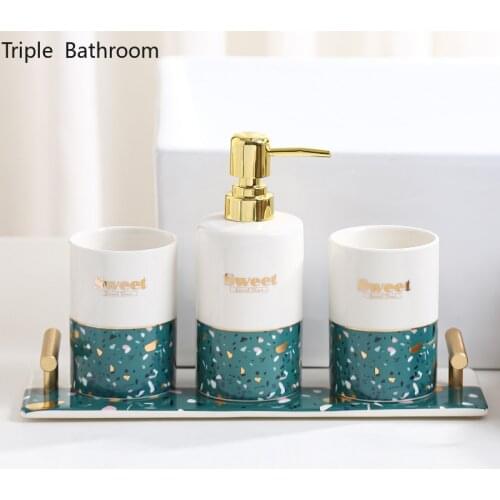 Light Luxury Bathroom Toiletry Set Ceramic Home Couples Toothbrushing Cup Liquid Soap Dispenser Container Tray Wash Accessories