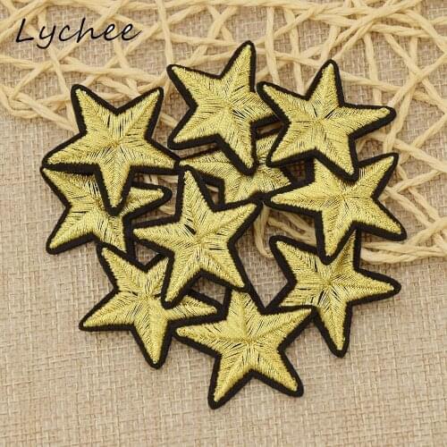 Lychee 10pcs Colorful Geometric Pentagram Patch With Adhesive DIY Sewing Hat Bag Badge Decoration Clothes Patch