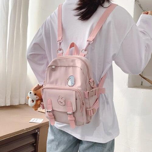 Korean Style Canvas Small Mini Backpack For Women New Fashion Travel Backpack Leisure School Bag For Tennage Girl Shoulder Bag