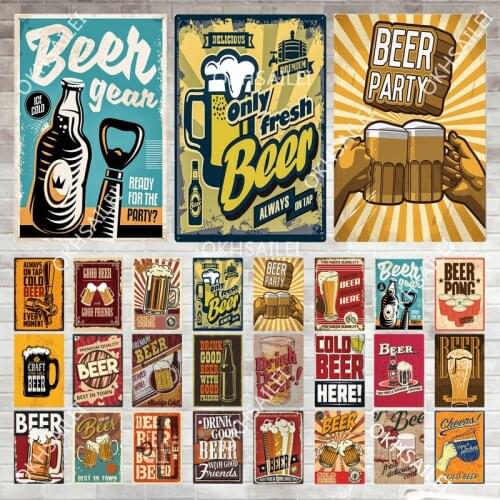 Cartoon Bubbling Beer Beer Party Metal Sign Vintage Tin Sign Plaque Metal Vintage Beer With Me Wall Art Decor For Bar