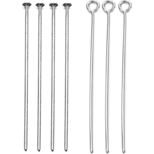 100Pcs/Lot 15mm-60mm Metal Flat Head Pins Needles Silver DIY Jewelry Making Accessory Findings Chain Hanging Pins Wholesale