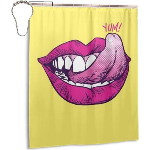 New fashion Lips Kiss Shower Curtains Bathroom Curtain Frabic Waterproof Polyester Bath Curtain with Hooks
