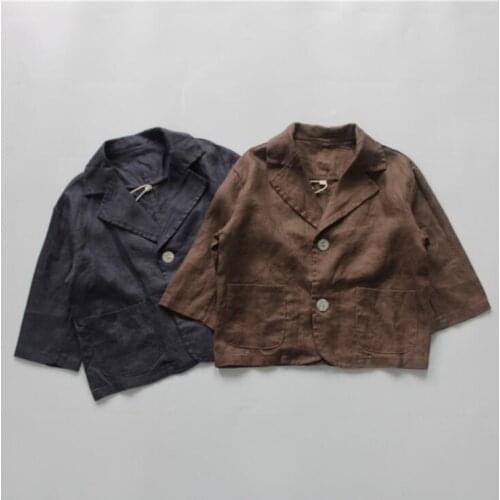 2021 New Arrival Girls Boys Coat Autumn Cotton Linen Full Sleeve Fashion Kids Coats 2-8 years MY598