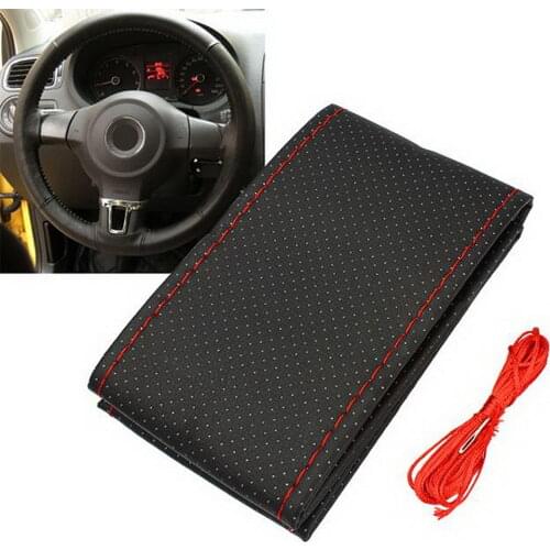 Car Steering Wheel Braid Cover Needles And Thread Artificial Leather Car Covers Suite 3 Color DIY Texture Soft Auto Accessories
