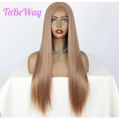 TaBeWay 13x6 Lace Front Wigs Brown Straight Hair Wig Heat Resistant Long Straight Synthetic Lace Front Wigs for Fashion Women