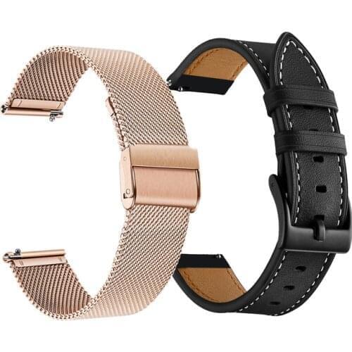 Genuine Leather Wrist Strap For Garmin Vivoactive 3 Music Vivomove HR Replacement Watch Band For Venu Sq Forerunner 245 645 New