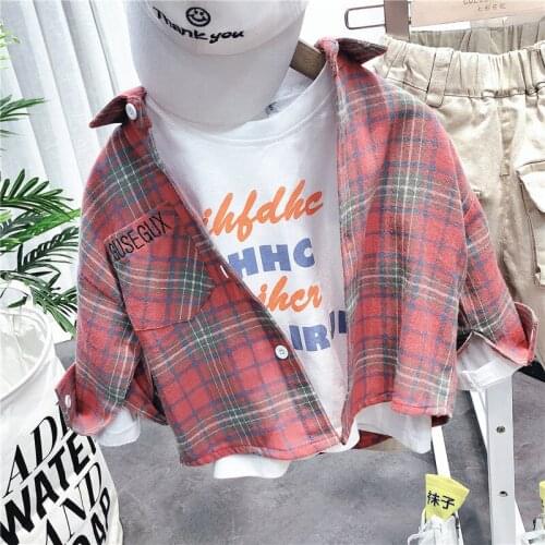 Toddler Boys Shirts Spring Cartoon Plaid Long Sleeve Shirt For Boy 2020 Spring Baby Kids Clothing 2 3 4 5 6 7 Years Child Tops