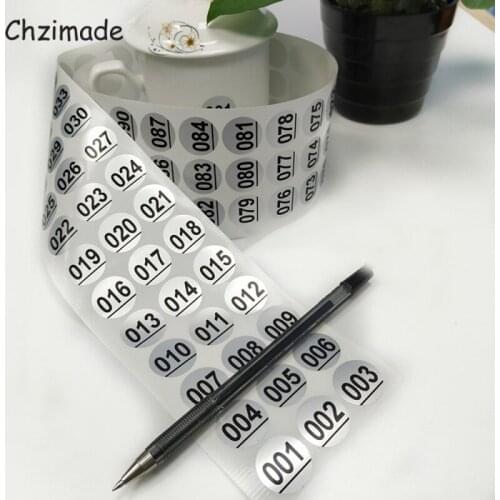 Chzimade 1Sheets 20mm Round Number 001-500 Labels Stickers Self-Adhesive Stickers Paper Scrapbooking Sticker Round Circle Labels