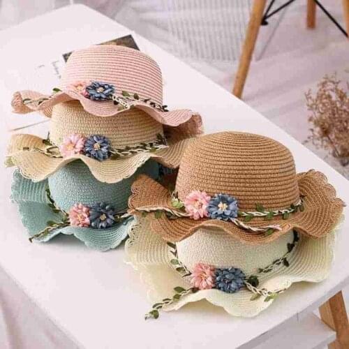 Girls Summer Sun Hat with Handbag Female Baby Girls Hat Matching Bag Korean Summer Hat For Kids Shade Flower Pot Hat Beach Hat