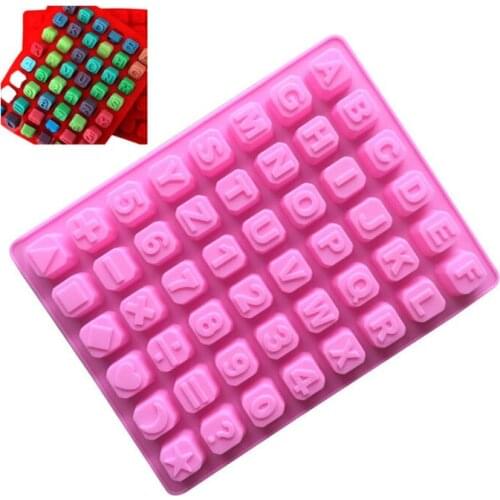 Silicone Chocolate Mold 48 English Letters DIY Arabic Numerals Plus and Minus Symbols Silicon Mold for Fondant Silicone Molds