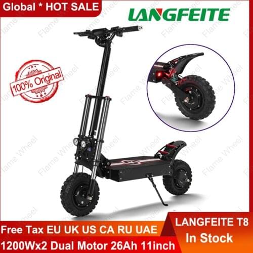 LANGFEITE T8 1200Wx2 Dual Motor 26Ah 11inch Folding Electric Scooter Top Speed 70 km/h Max. Load 150kg Off Raod e-Scooter