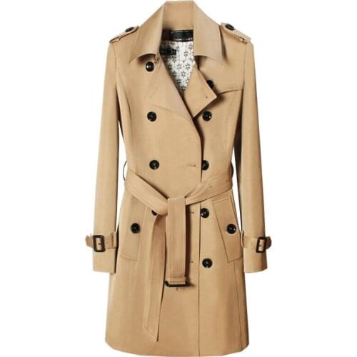 High-quality Trench Coat Women New Spring Fall Clothes Double-breasted Long Overcoat Plus size Khaki Windbreakers Female Tops
