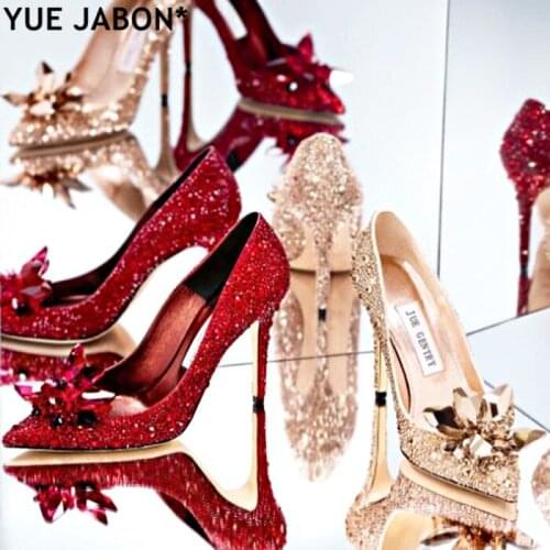 2019 New Rhinestone High Heels Cinderella Shoes Women Pumps Pointed toe Woman Crystal Party Wedding Shoes 5cm/7cm/9cm heels