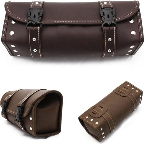 Brown Green Universal Motorcycle Bag Waterproof Tool Storage Luggage Handlebar Bag Leather Waterproof Front Fork of Motorcycle