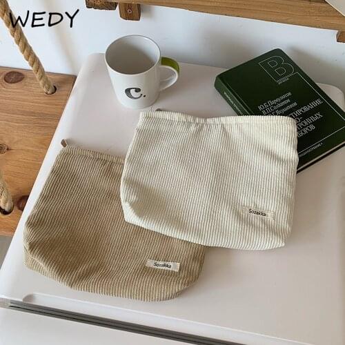 Corduroy Cosmetic Bag Pure Color Travel Toiletry Bag Large Capacity Cosmetic Pouch Beauty Storage Cases Make Up Organizer Clutch