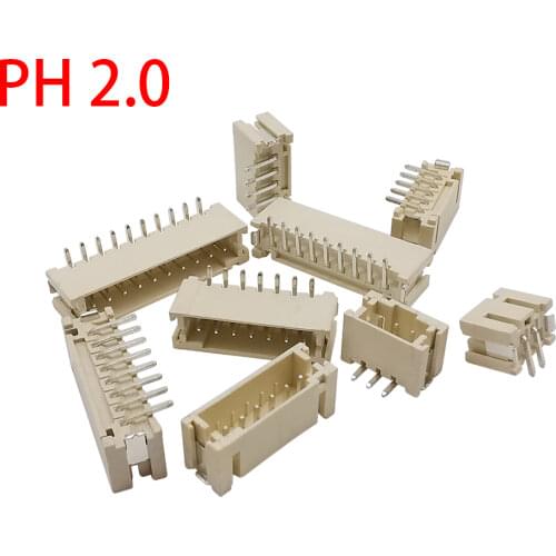 50Pcs PH2.0 Pitch 2.0mm Vertical SMD Wire Connector Housing Pin Header 2P 3P 4P 5P 6P 7P 8P 9P 10 Pin Terminals Socket Connector