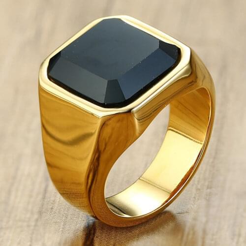 Mens Black Wedding Engagement Promise Ring Gold Silver Colour Men For Women Stainless Steel High Quality Black Onyx Rings