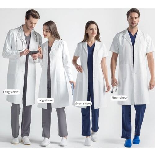 High quality white coat long short sleeve medical coat Doctor Nurse Coat Medical Lab Coat Cosmetic Oral Surgery Hospital uniform