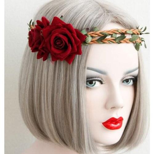 New arrival womens rose hairbands party girls Vintage elegant headband Weave hair accessories